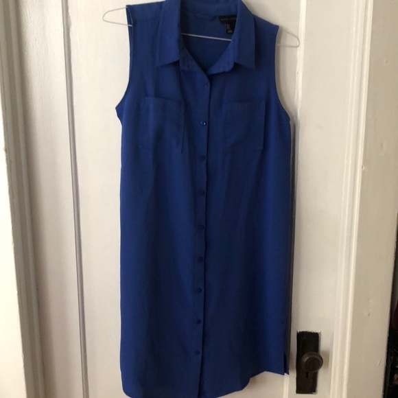 Adrienne Vittadini Dresses & Skirts - Adrienne Vittadini Royal Blue Sleeveless Button Front Shirt Knee Length Dress 8
